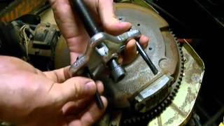 Small Engine Repair How to Remove a Flywheel from a Kohler Vtwin Engine using a Puller [upl. by Nebra]