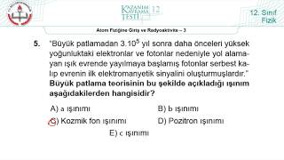 12Sınıf MEB Fizik Kazanım Kavrama Testi12 Atom Fiziğine Girş ve Radyoaktivite3 20182022 pdf [upl. by Adriell]