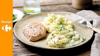 Kalfsmedaillon met bloemkoolpuree en schorseneren in witte saus [upl. by Etnovahs341]