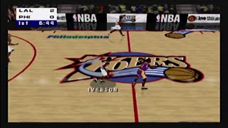 Full Game Simulation Los Angeles Lakers vs Philadelphia 76ers  NBA Live 99 Gameplay [upl. by Yldarb]