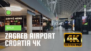 Zagreb Airport Croatia 4K Walk IATA ZAG ICAO LDZA [upl. by Efren]