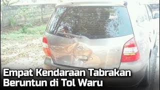 Empat Kendaraan Tabrakan Beruntun di Tol Waru Bodi Mobil Penyok [upl. by Leeke]