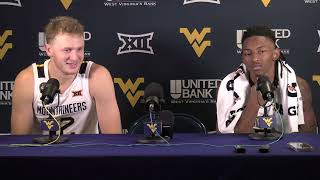 WVU Basketball Tucker DeVries Javon Small Charleston Postgame 101824 [upl. by Nezah]