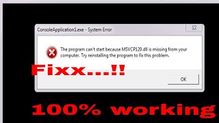 How To Fix msvcp120dll Missing Error 100 Working  Windows 1087 2017 Tutorial [upl. by Davide544]