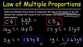 Law of Multiple Proportions Practice Problems Chemistry Examples Fundamental Chemical Laws [upl. by Aileon879]