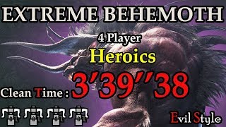 【MHWORLD】極ベヒーモス Extreme Behemoth 4 Players with Heroics 339 [upl. by Ecadnac]