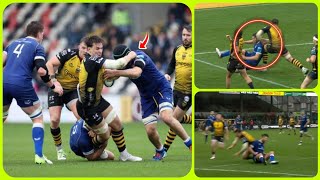 Dragons flanker Taine Basham red carded for cheap shot in URC clash  Dragons vs Leinster [upl. by Auqinahs]