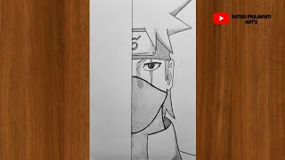 How to draw kakashi hatake half face drawing  easy anime drawing [upl. by Anileba676]