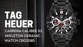 TAG Heuer Carrera Calibre 02 Skeleton Ceramic Watch CBG2090 Review  SwissWatchExpo [upl. by Colinson]