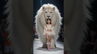 Big lion Cute baby fashion show lion baby agt shorts rksedit magic [upl. by Suiramed]