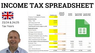 UK Income Tax Calculator Spreadsheet 20245 amp 20234  sort out your taxes [upl. by Eiramac]