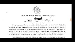 Exam date for OPSC STATISTICAL OFFICER published OPSC Statistical Officer 2022 [upl. by Wulf208]