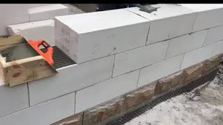 Aerated autoclaved concrete blocks installation [upl. by Ltihcox]