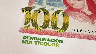 Billete de 100 pesos de la familia G  elementos de seguridad [upl. by Lammond551]