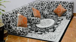 ARABIAN SITTING STYLE  MAJLIS  BAITHAK  FURNITURE DESIGN IDEA  INTERIOR DESIGN  CUSHION PILLOW [upl. by Fabrianna]