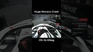 MONACO CRASH 24 f1 monaco crash formula1 f1monaco kevinmagnussen checoperez [upl. by Notnerb]