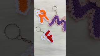 Alphabet letters F R M keychains 🗝️ handmade with love 💜🧡❤️ by me crochet shorts [upl. by Sidman]