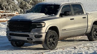 Snow Day in my new 2024 Ram 1500 Limited 4x4 57 Hemi with upgraded 30545r22 Toyo Open Country AT3s [upl. by Okiek]