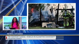 Fire damages garage vehicles in Islandton community [upl. by Grayce462]