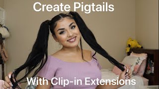 How to Create Pigtails With ClipIn Extensions Short and Easy [upl. by Annaya147]