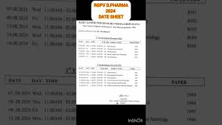 RGPV DPHARMA DATESHEET 2024 dpharma pharmacyindialive [upl. by Cletis]