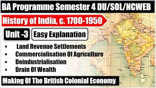 history of india 17001950 unit 3 Land revenue settlement I deindustrialization I BA program sem 4 [upl. by Llerrit]