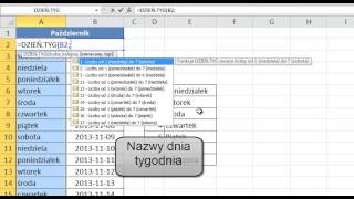 Excel  Nazwy dni tygodnia dopasowane do daty  porada 79 [upl. by Aizan]