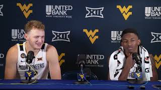 WVU Basketballs Tucker DeVries and Javon Small After Exhibition Win Over Charleston 101824 [upl. by Andert]