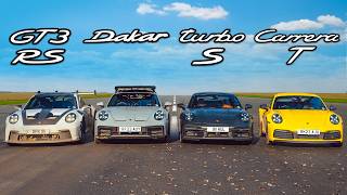 GT3 RS v Turbo S v Dakar v Carrera T [upl. by Scoter305]