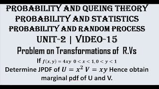 TRANSFORMATIONS OF RANDOM VARIABLES PROBLEM1  PQT PRP PampS UNIT2  VIDEO15 [upl. by Keppel]