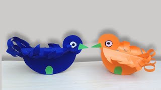 Cute Swingable Paper Bird Making 🐦  How to make paper bird [upl. by Sully508]