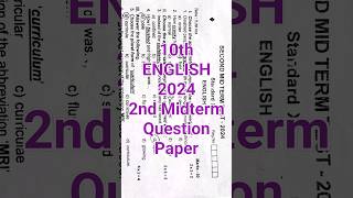 10th English 2nd Midterm 2024 Question Paper  DistKanchipuram amp Thiruvallur Class10 English 10th [upl. by Akeimat532]