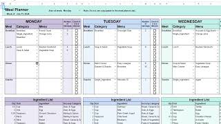 Meal Planner Spreadsheet for Google Sheets amp Excel Simplify Your Weekly Meal Prep [upl. by Anyrb683]