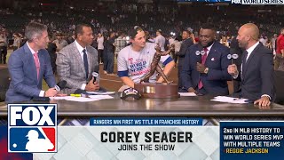 World Series postgame interviews with Corey Seager Marcus Semien Bruce Bochy amp more  MLB on Fox [upl. by Sydelle]