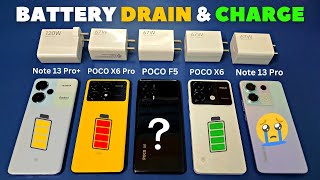 POCO X6 Pro vs Redmi Note 13 Pro Plus vs Note 13 Pro vs POCO X6 POCO F5  Battery Drain and Charge🔋 [upl. by Anairo]