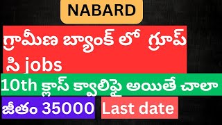 NABARD Recruitment in telugu గ్రామీణ బ్యాంక్ లో గ్రూప్ సి ఉద్యోగాలు 10th Quelification10th అర్హత [upl. by Anitel]