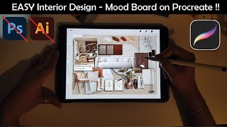 Easy Guide Tutorial  Create Interior Design Mood Board on Procreate [upl. by Shaeffer]