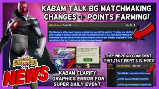 Kabam Talk On BG Points Farming  BG Matchmaking Changes  Super Daily Event Rewards Clarified MCN [upl. by Nilram613]