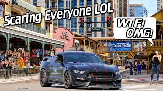 Scaring People in the Loudest GT350R in the City Girl Freaked Out [upl. by Wystand]