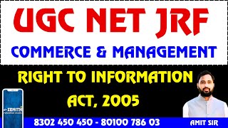 Right to Information Act 2005  Commerce  UGC NET JRF  Zenith  Offline amp Online Courses [upl. by Atnoek]