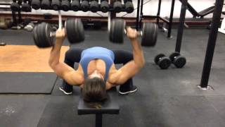 Gillian Ward Physique Show Prep Week 2 of training  Flat DB Press 70 4x10 [upl. by Inahteb]