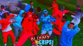 BLOODS VS CRIPS quotFIGHT CLUBquot GANG WAR GTA5 SKIT [upl. by Adnwahsor]