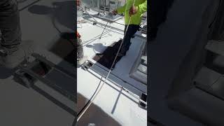 Flat Roof with Double Torch Down  Applying UV Protecting coating perfectroof weatherproofroof [upl. by Olathe]