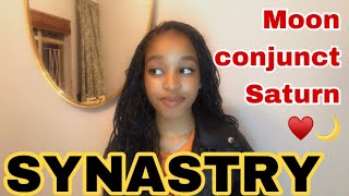 SYNASTRY Moon conjunct Saturn synastry Emotional stability🖤 ❤️🌙 [upl. by Rora]