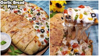 Garlic Bread Pizza  2 Flavored Pizza Recipe  Pizza With A Twist  Cheesy Pizza  Cheesy Bread [upl. by Nired]