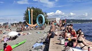 Norwegian Summer 2024  100K  Tjuvholmen Beach ⛱️⛱️ [upl. by Ardme]