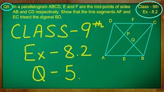 Class  9th  Quadrilaterals  Ex 82 Q no 5 solved ncert [upl. by Brentt]