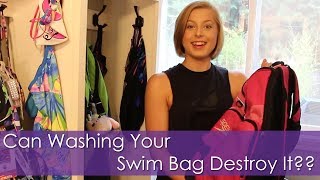 Can Washing Your Swim Bag Destroy It Putting My Bag In The Washing Machine Swim Hack [upl. by Annoled]