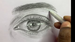 How to draw realistic eye  Realistic eye drawing easy  artexpovijay6671 [upl. by Shamrao604]