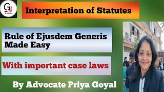 Rule of Ejusdem Generis Interpretation of Statutes Made Easy with notes [upl. by Eras570]